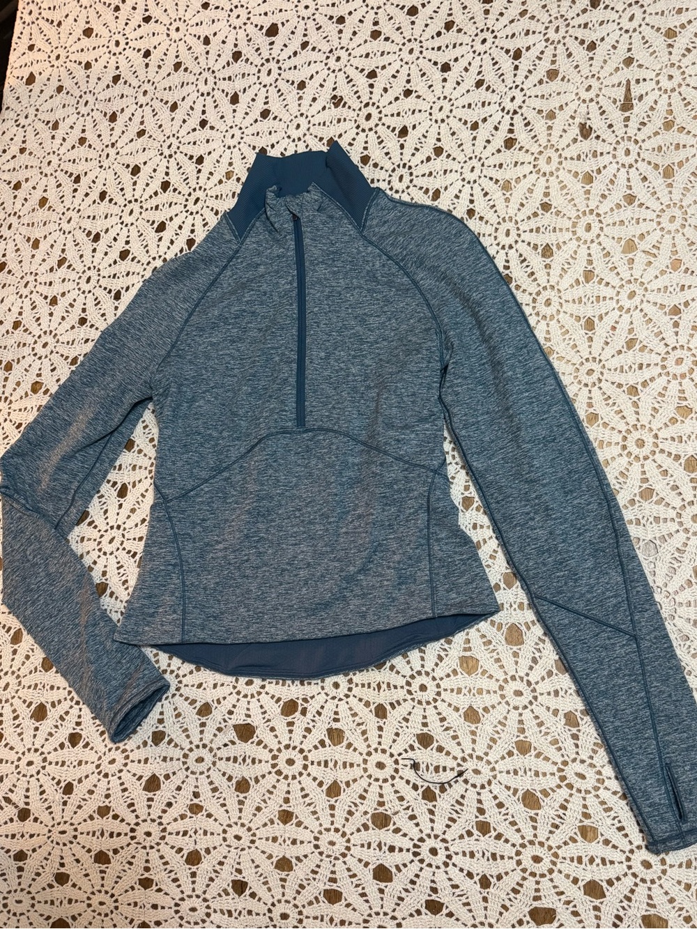 Lululemon Always Alert 1/2 Zip Heathered Petrol Blue Rulu Fleece Size 4